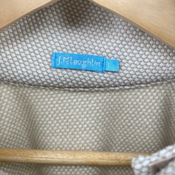 J. McLaughlin Marisa Funnel Neck Fleece Pullover Sz Large Top Beige Tan Buttons - Picture 10 of 16